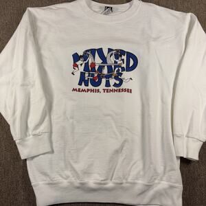 Vintage Tennis Humor Sweatshirt Mixed Nuts Swinger 90s White Large